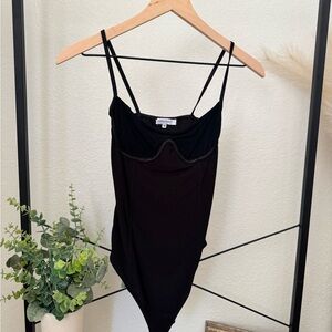 Black Spaghetti Strap Bodysuit